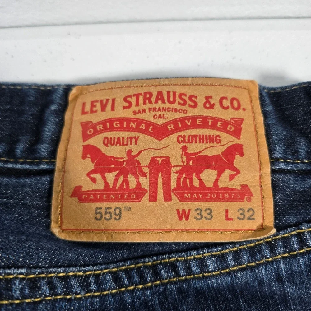 Levis 559 Relaxed Straight Leg Jeans Mens 33x32 Dark Wash Blue Denim 100 Cotton